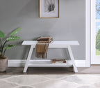 Elyz Solid Wood Bench with Shelf, 36.10-Inch Long, White - Grand Goldman Shop