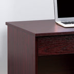Three locking drawers on metal glides Student Desk Work Desk Modesty Panel Metal Bar Handles Mahogany color | Premium Home De
