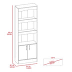 Bookcase, Three Shelves, Double Door Cabinet, Metal Hardware, Black | Premium Home Decor - Grand Goldman