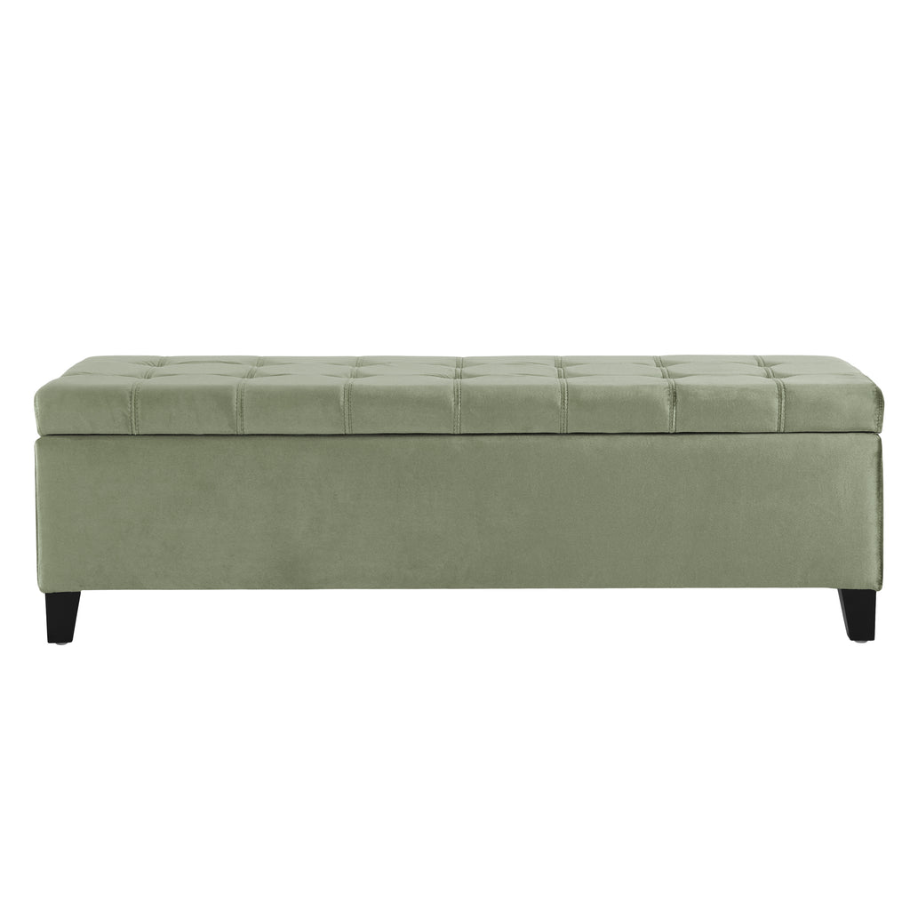 Wendover Elegant Velvet Tufted Storage Bench with Lift-Up Top and Birch Wood Legs - Grand Goldman Shop