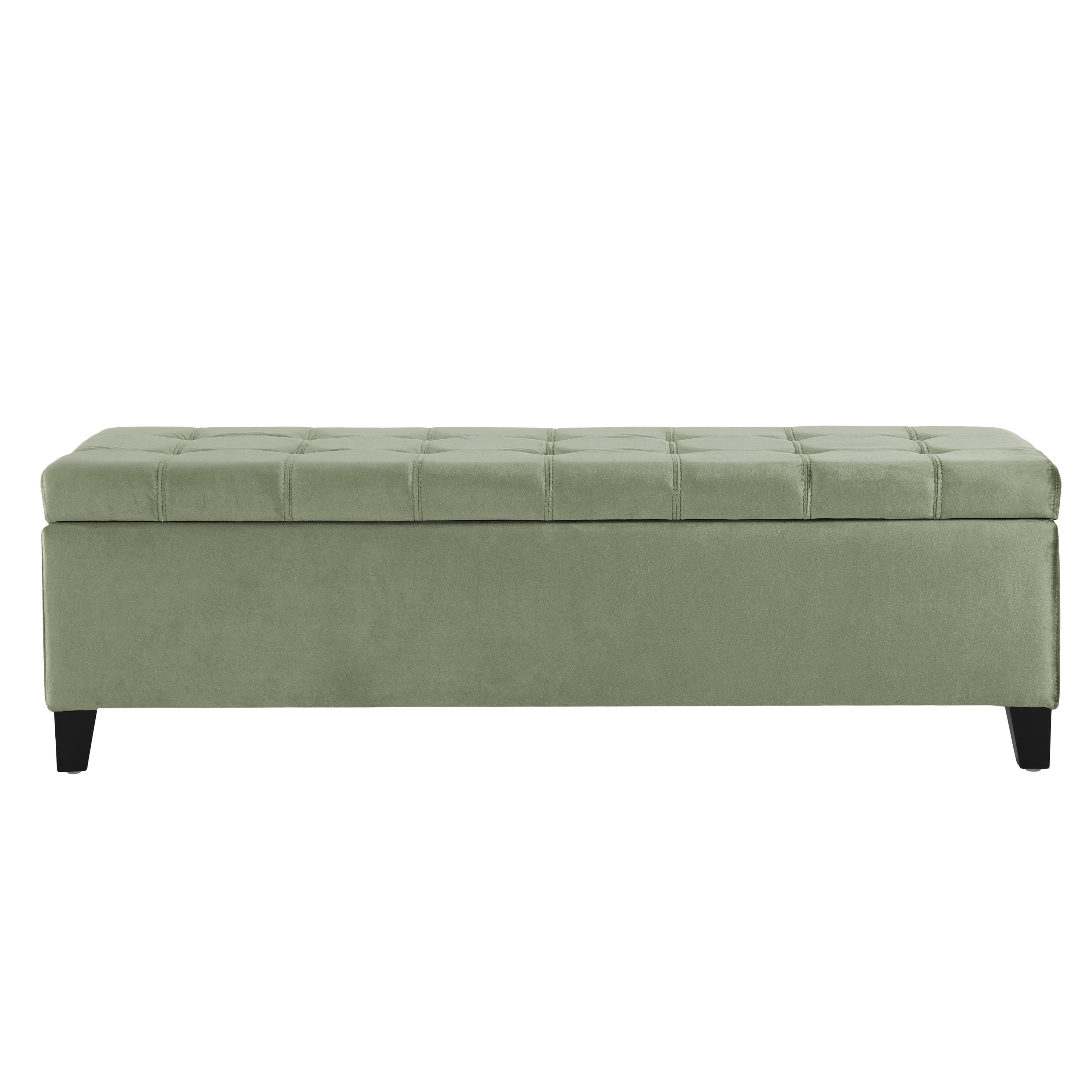 Wendover Elegant Velvet Tufted Storage Bench with Lift-Up Top and Birch Wood Legs - Grand Goldman Shop