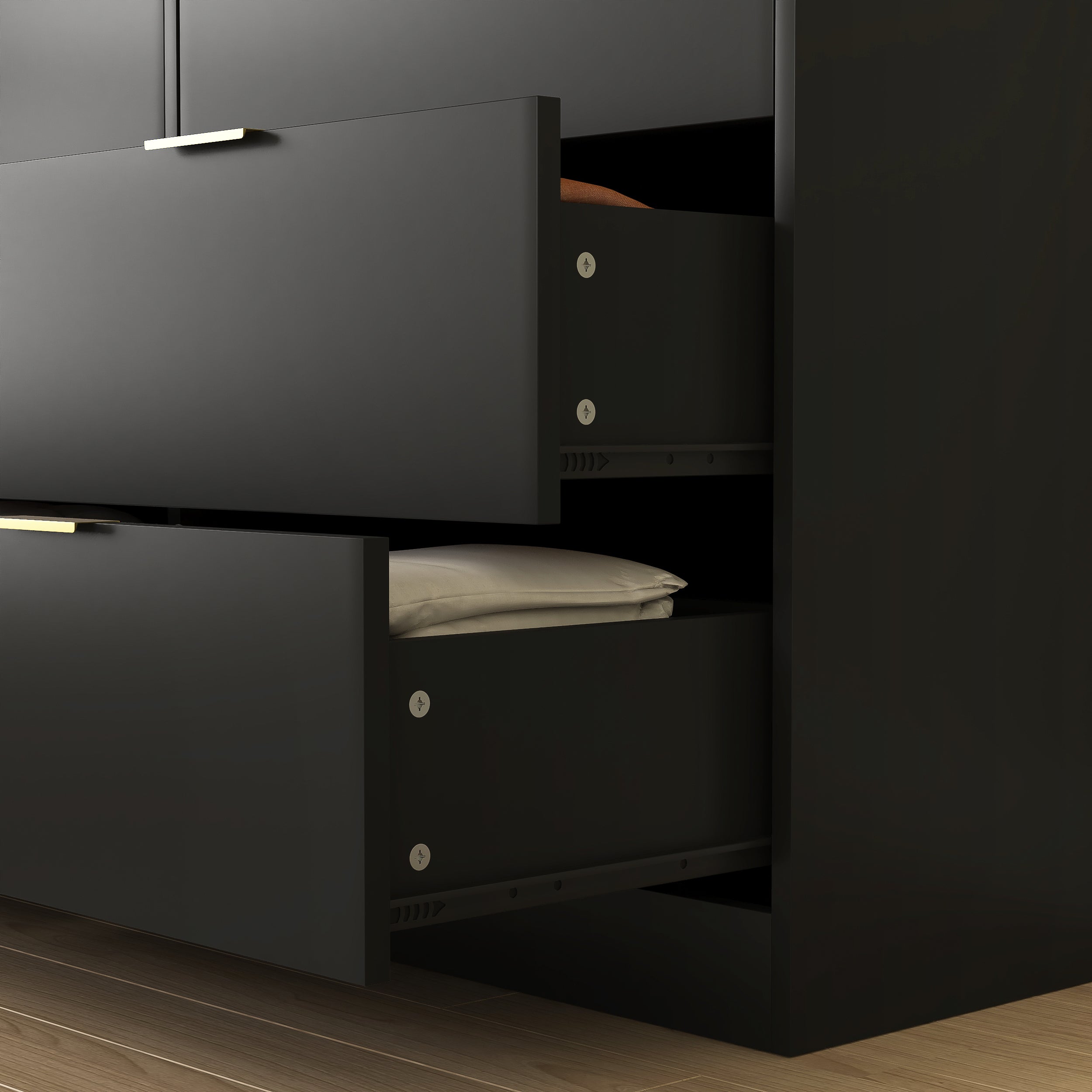 Simply Modern 6-Drawer Dresser, Chest of Drawers for Bedroom, Living Room, Hallway, and Entryway - Large Storage Cabinet Black - Grand Goldman Shop