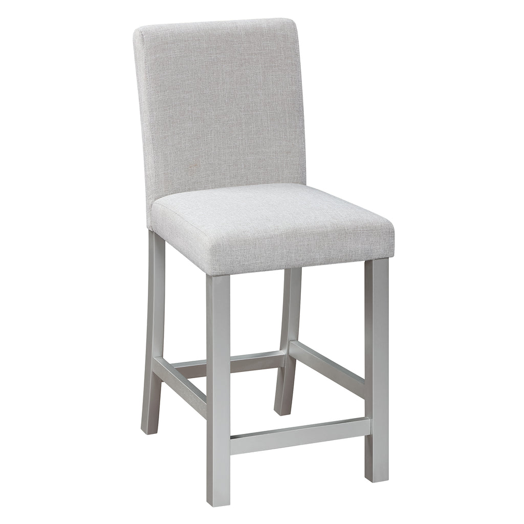 5 Piece Counter Height Table Set, Wooden Kitchen Table Set with Square Table and 4 Upholstered Chairs, Counter Height Dining Table with Crystal Decoration and Chair Set, Silver Grey - Grand Goldman Shop