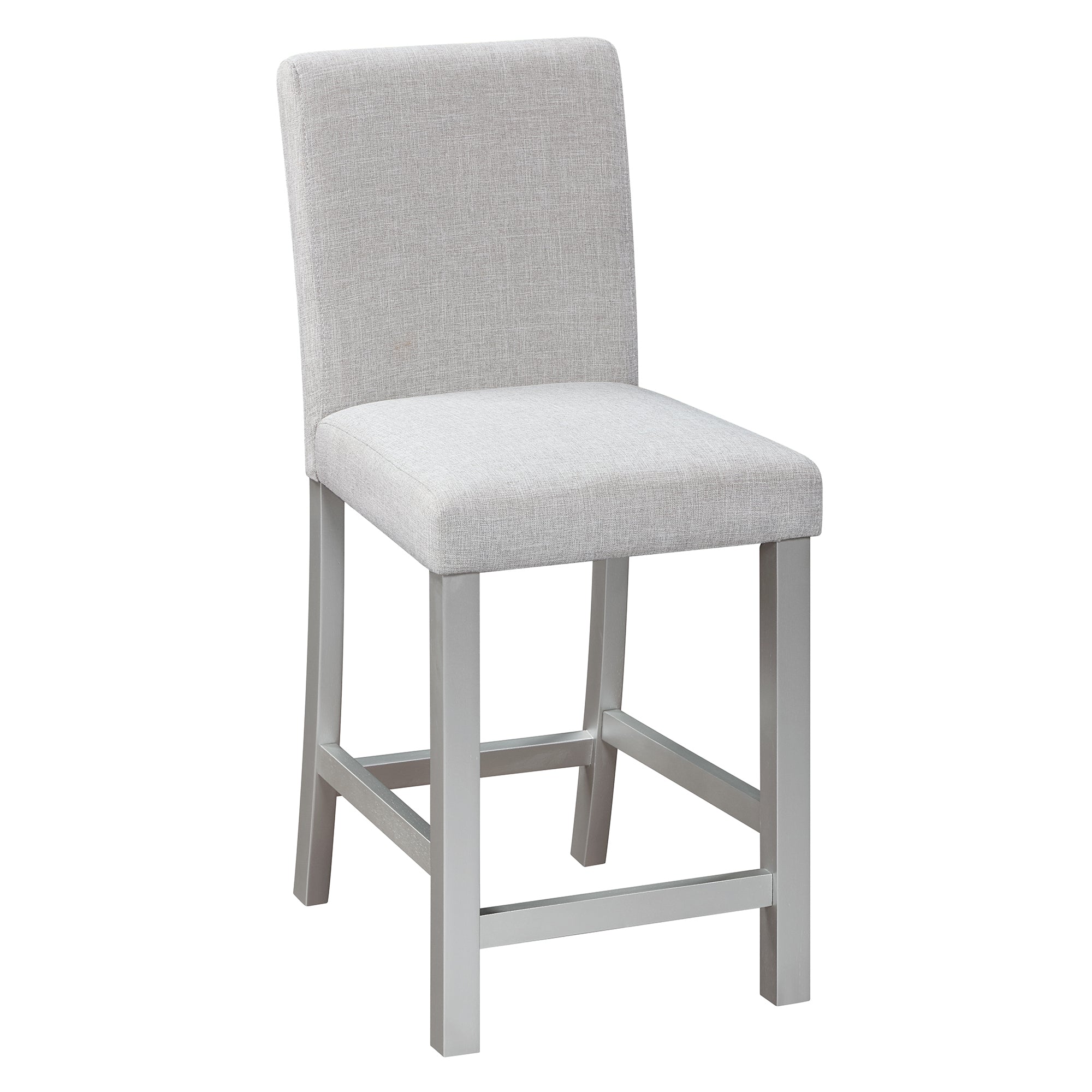5 Piece Counter Height Table Set, Wooden Kitchen Table Set with Square Table and 4 Upholstered Chairs, Counter Height Dining Table with Crystal Decoration and Chair Set, Silver Grey - Grand Goldman Shop