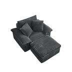 47' Oversized Sofa Chair and a Half with Deep Seat & Movable 2-Layer Ottoman Set, Cloud Sofa Bed with Chaise, 1-Seater Modular Sectional Sleeper Couch for Living Room, No Assembly Teddy-Fleece, Grey - Grand Goldman Shop