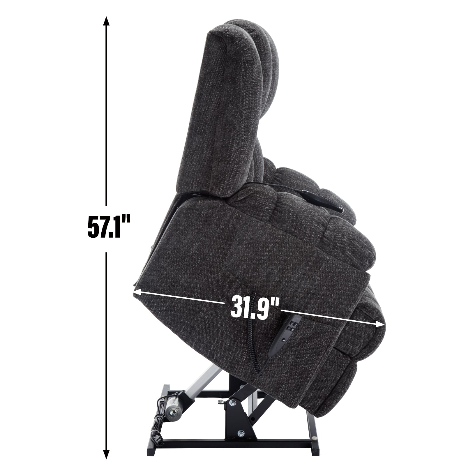 Dual Motor Heat Massage Infinite Position Up to 350 LBS Electric Power Lift Recliners with Power-Remote, Medium-firm and Heavy Duty, Grey - Grand Goldman Shop