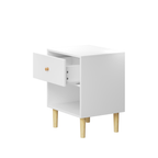23.22''H White MDF Wooden Nightstand with One Drawer and One Shelf for Kids and Adults - Grand Goldman Shop