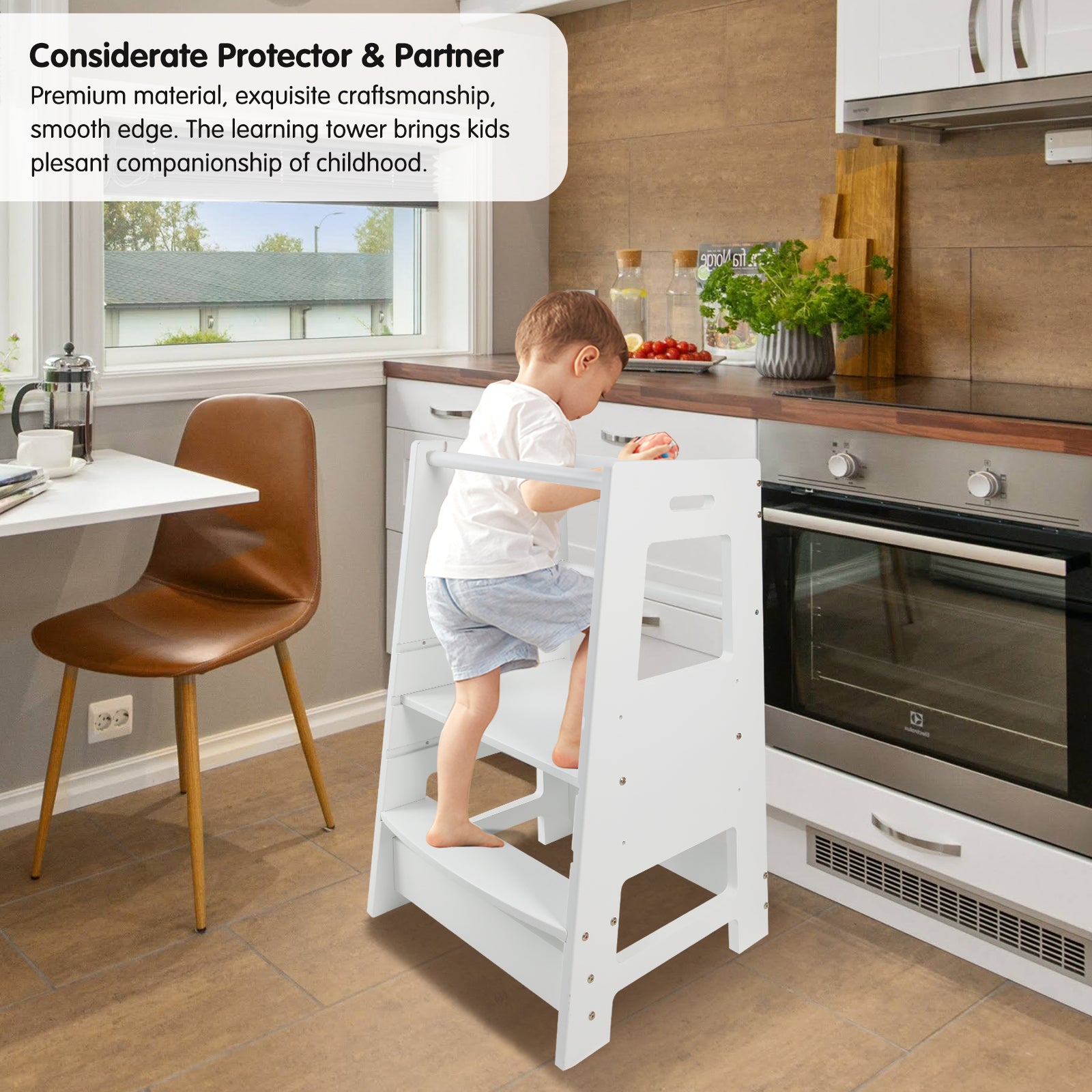ECOMEX Toddler Standing Tower for Kitchen, Step Stool for Kid's Adjustable Height Learning Stool, Removable Anti-Drop Safety 