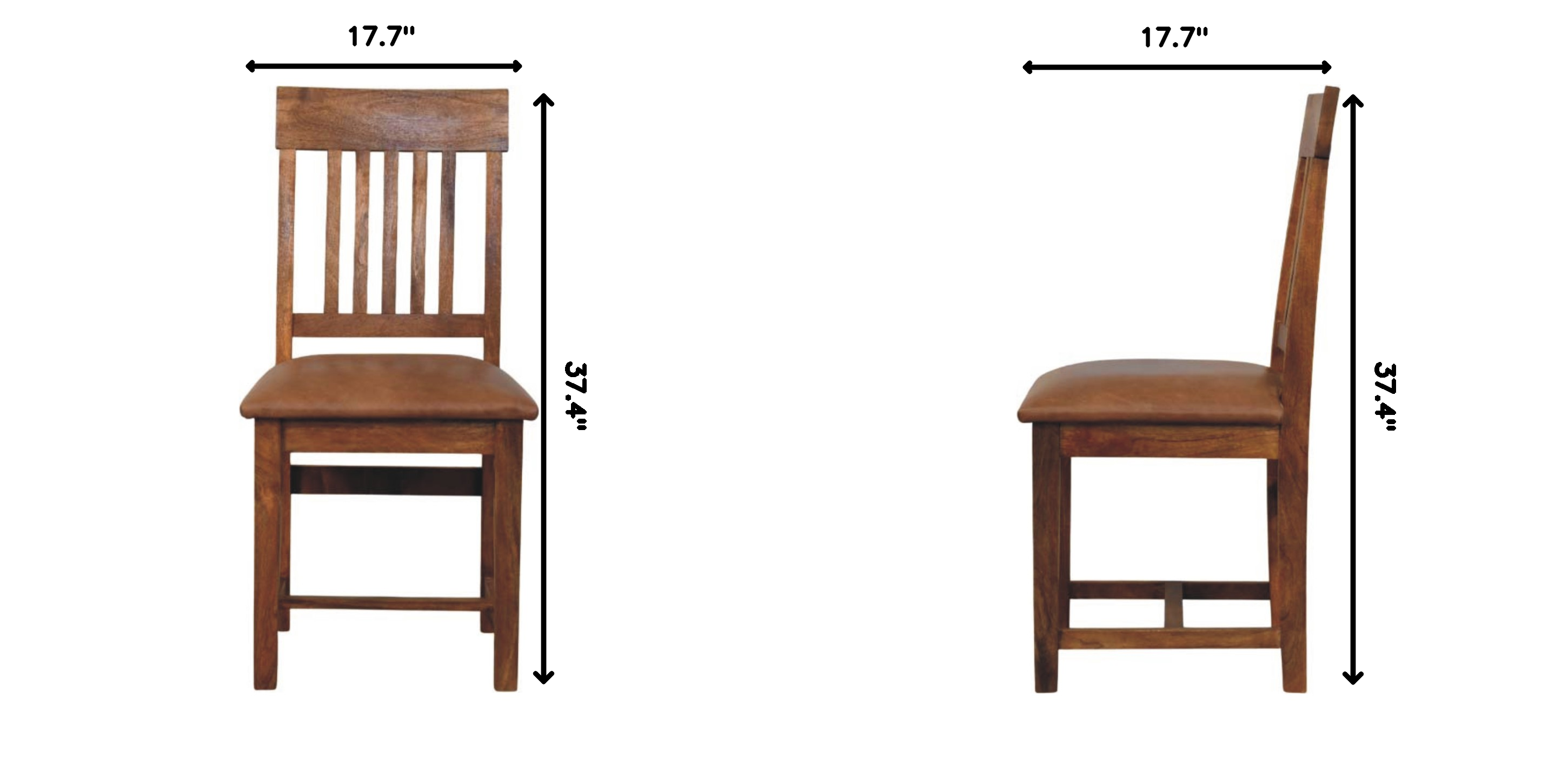 Solid Wood Leather Slatted Dining Chair | Premium Home Decor - Grand Goldman
