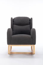 049-Teddy Fabric Rocking Chair With Packet Wood Legs,Dark Gray - Grand Goldman Shop