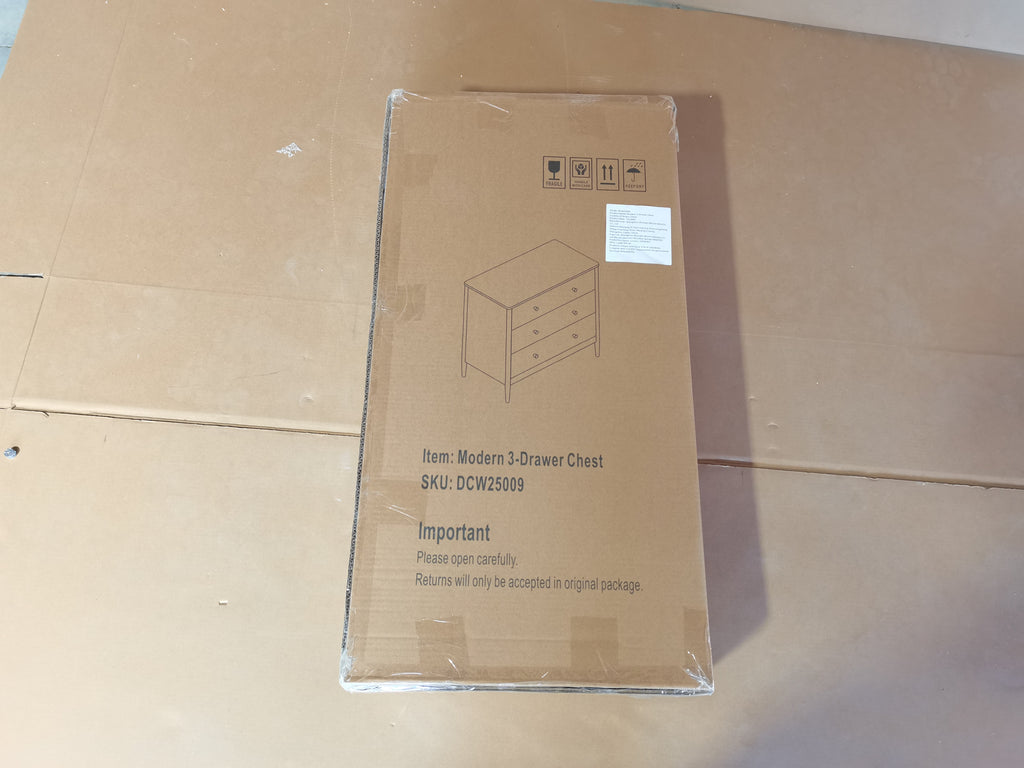 3 Drawer Dresser Chest, Modern White Storage Cabinet, MDF Wood Organizer for Bedroom, Living Room, Entryway, Small Space Furniture - Grand Goldman Shop