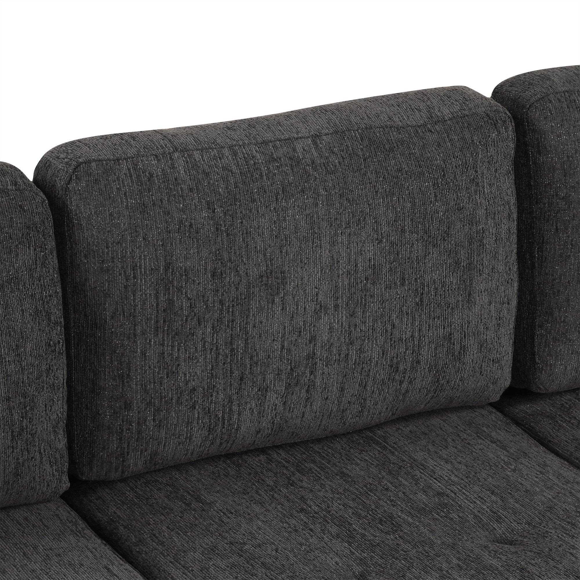 Black Convertible L-shaped Sofa Couch with Storage, Cup Holders, USB Ports, Chenille Fabric, 83.5' - Grand Goldman Shop