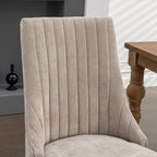 Rayon Cloth Flocking Linen Dining Chairs Channel Kitchen Dinner Chair Comfy Fabric Upholstered Accent Chair for Dining Room with Curved Solid Wood Legs,Set of 2 (Beige), SW1847BG - Grand Goldman Shop