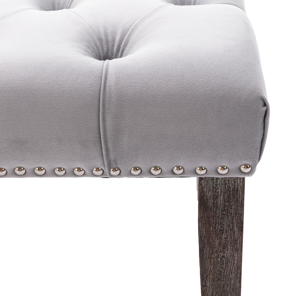 Heng Ming Upholstered Tufted Bench Ottoman , Velvet Dining Bench Bedroom Bench  Footrest Stool Accent Bench for Entryway Dining Room Living Room, Light gray - Grand Goldman Shop