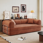 78.8' Compression Sofa,Convertible Floor Sofa Bed-with Pillow Back Support Armrest,Comfy Futon Couch Sleeper Bed,Loveseats Boneless Modular Sectional Sofa,Corduroy fabric,for Living Room,Bedroom,Brown - Grand Goldman Shop