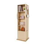 360° Rotating Makeup Cabinet in Walnut with Full-Length Mirror, Jewelry Storage, Coat Rack, 4 Open Shelves & 2 Built-In Shelves - Grand Goldman Shop