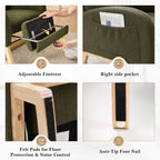 015B-Teddy Fabric Leisure Rocking Chair,Nursery Rocking Chair With Adjustable Footstool,Thickened Headrest And High Backrest, Storage Pocket On The Right Side,The Base Rocker Is Solid Wood,Green - Grand Goldman Shop