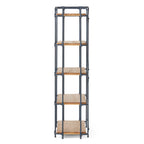 Yorktown Industrial 5-Shelf Bookcase with Metal Pipework and Solid Fir in Natural Finish - Grand Goldman Shop