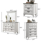 Clelane Wood Bedroom 6 piece Set with Shiplap Panel King Bed, Dresser, Mirror, Two Nightstands, and Chest - Grand Goldman Shop