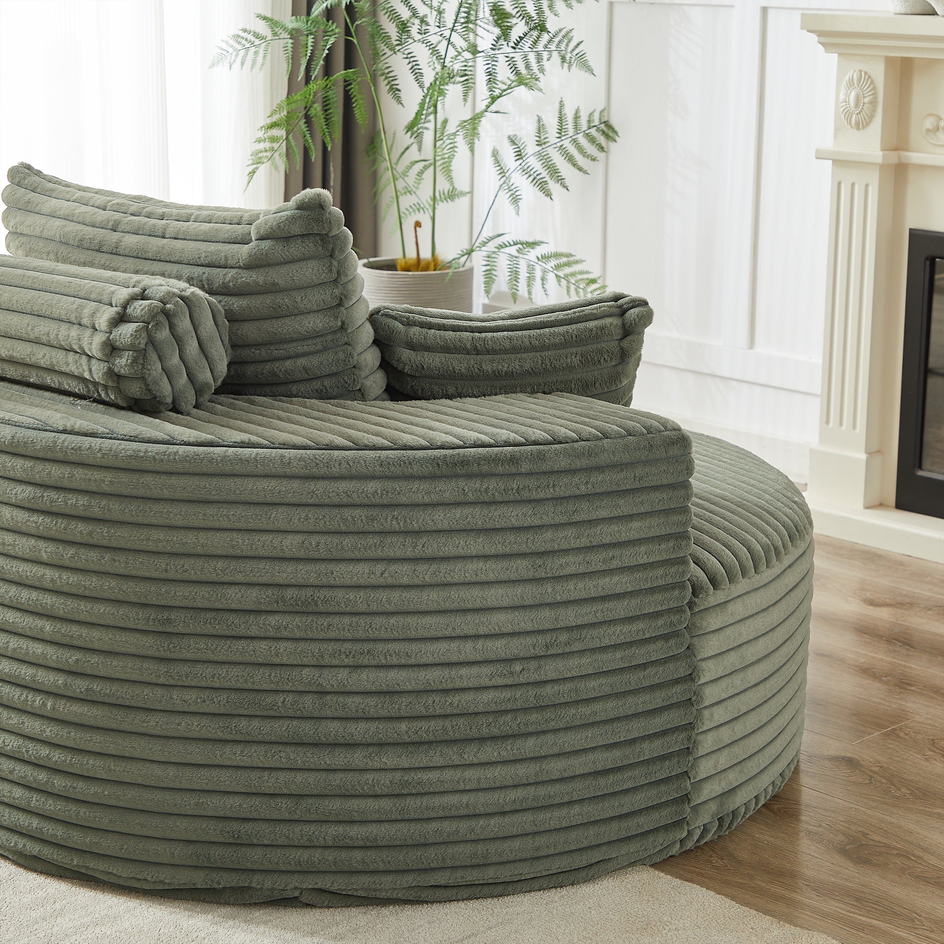 55'L Corduroy Sponge single sofa,No Assembly Required,Fluffy Modern Sleeper Chair for Living room, Bedroom, Lounge and Projection Room(Not a swivel chair.) - Grand Goldman Shop