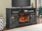 60 Inch Electric Fireplace Entertainment Center With Door Sensor-Dark Rustic Oak - Grand Goldman Shop