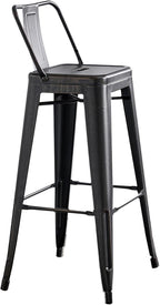 Modern Light Weight Industrial Contemporary Rustic Vintage Costal Metal Barstools with Bucket Back and 4 Leg Design, Seat Bar