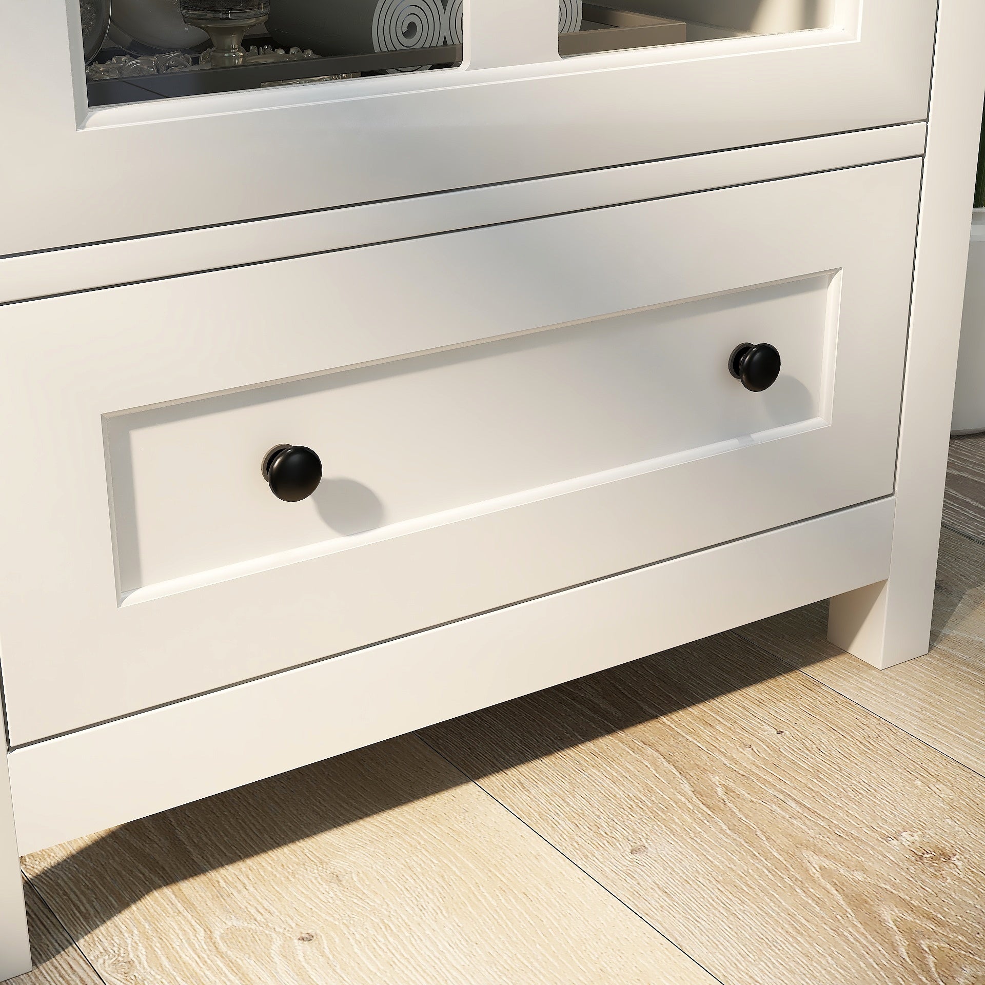 Buffet storage cabinet with single glass doors and unique bell handle - Grand Goldman Shop