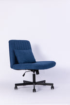 Modern Linen Blue Criss Cross Office Chair with Adjustable Height, Ergonomic Design, and Breathable Fabric in Blue Linen Mate