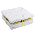 Modern White Square Storage Coffee Table with 4 Drawers - Grand Goldman Shop