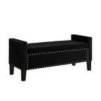 Upholstered Tufted Button Storage Bench with nails trim,Entryway Living Room Soft Padded Seat with Armrest,Bed Bench-Black - Grand Goldman Shop