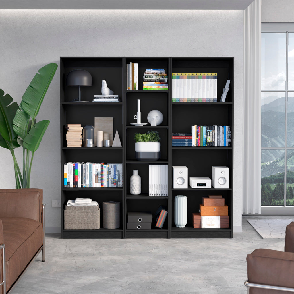 Durant 3 Piece Home Bookcase set, 67' Wide with 13 Shelves ,  Living Room Set Set  Matt Gray - White - Grand Goldman