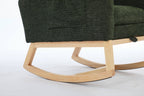 Modern Accent Rocking Chair Rocking Chair with Solid Wood Legs, Upholstered Nursery Glider Rocker, Comfy Armchair with Side Pocket, Living Room Lounge Arm Chair with High Backrest fabric - Grand Goldman Shop