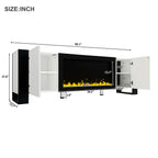ON-TREND Modern TV Stand with 34.2' Non-heating Electric Fireplace, High Gloss Entertainment Center with 2 Cabinets, Media Console for TVs up to 78', White - Grand Goldman Shop