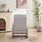 27.2'W Rocking Chair for Nursery, Polyester Glider Chair with High Back and Side Pocket, Rocking Accent Armchair with Rubber Wood Legs for Living Room/Bedroom.Light Gray - Grand Goldman Shop