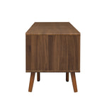 78' TV Stand for 75/80/85 inch TV with Walnut Finish, Ample Storage and Open Shelving in Solid Wood and Glass - Grand Goldman Shop