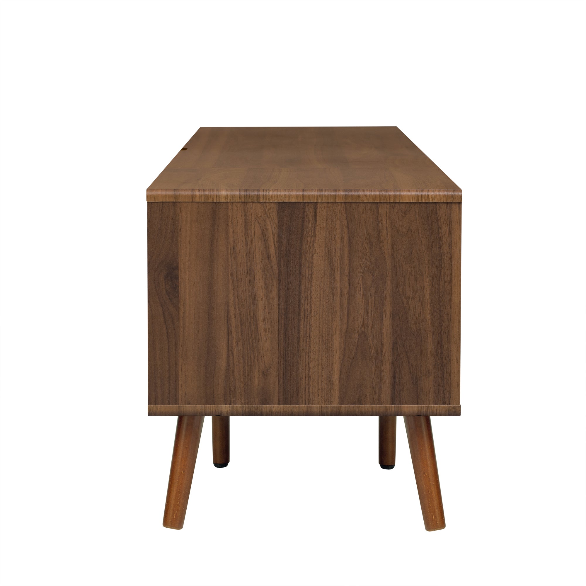 78' TV Stand for 75/80/85 inch TV with Walnut Finish, Ample Storage and Open Shelving in Solid Wood and Glass - Grand Goldman Shop