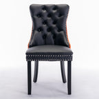 A&A Furniture,Nikki Collection Modern, High-end Tufted Solid Wood Contemporary PU and Velvet Upholstered Dining Chair with Wood Legs Nailhead Trim  2-Pcs Set，Black+Orange, SW2101BO - Grand Goldman Shop
