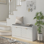 HOMCOM Shoe Bench, Entryway Bench with 2 Flip Drawers, Seating Cushion, and 2 Vents for 8 Pairs of Shoes for Hallway, White - Grand Goldman Shop