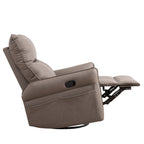 PU Rocking Recliner Chair, 360° Swivel Nursery Rocking Chair, Glider Chair, Modern Small Rocking Swivel Recliner Chair, Home Theater Seating, Side Pocket (Brown+360° Swivel) - Grand Goldman Shop