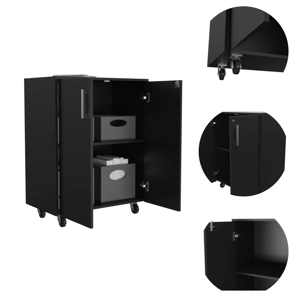 Storage Cabinet Lions, Double Door and Casters, Black Wengue Finish | Premium Home Decor - Grand Goldman