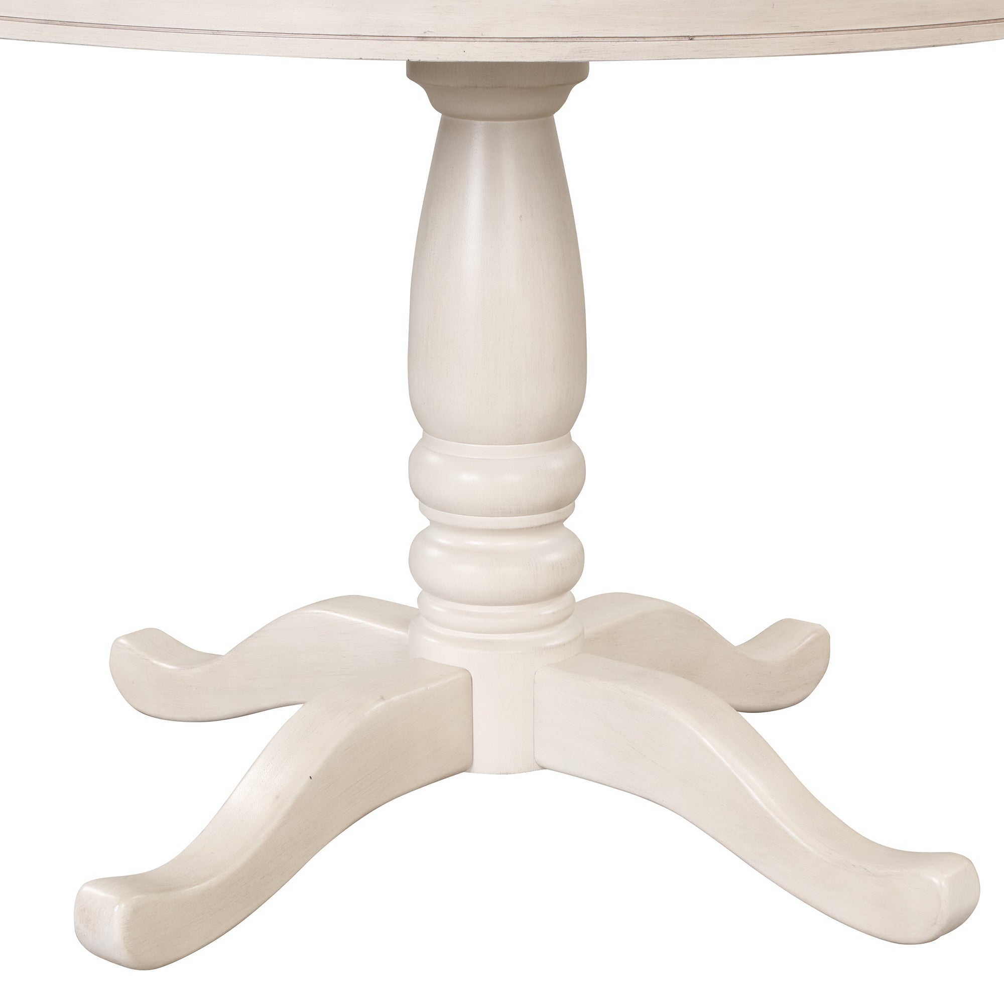 Antique White Modern Dining Table Set for 4 with Round Table and Chairs, Solid Wood & MDF - Grand Goldman Shop