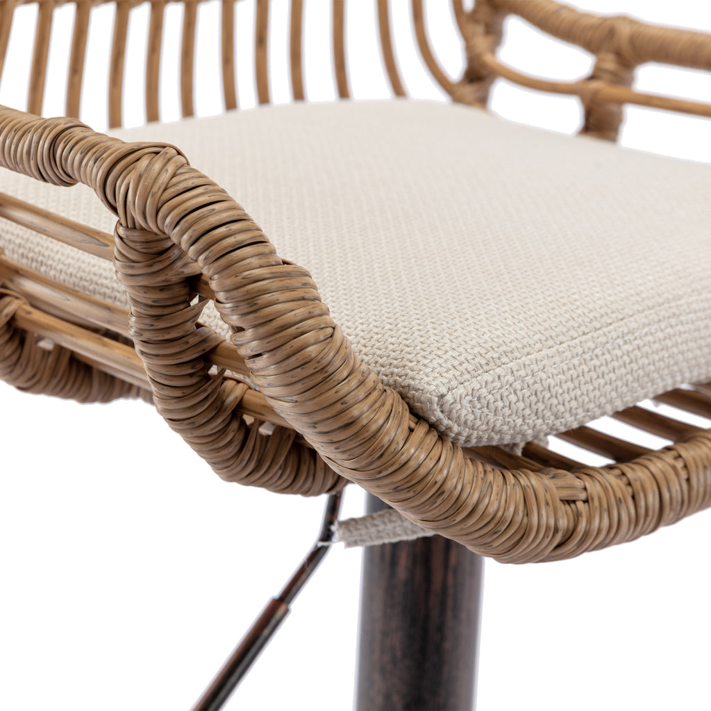 COOLMORE Modern Swivel Bar Stools Set of 2 with Adjustable Counter Height and Footrest in Beige Linen - Grand Goldman Shop
