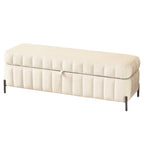 49.21' Wide Upholstered Velvet Storage Soft Bench Footstool Ottoman End of Bed with Metal Legs, Foot Rest for Living Room, Entryway and Bedroom, Beige - Grand Goldman Shop