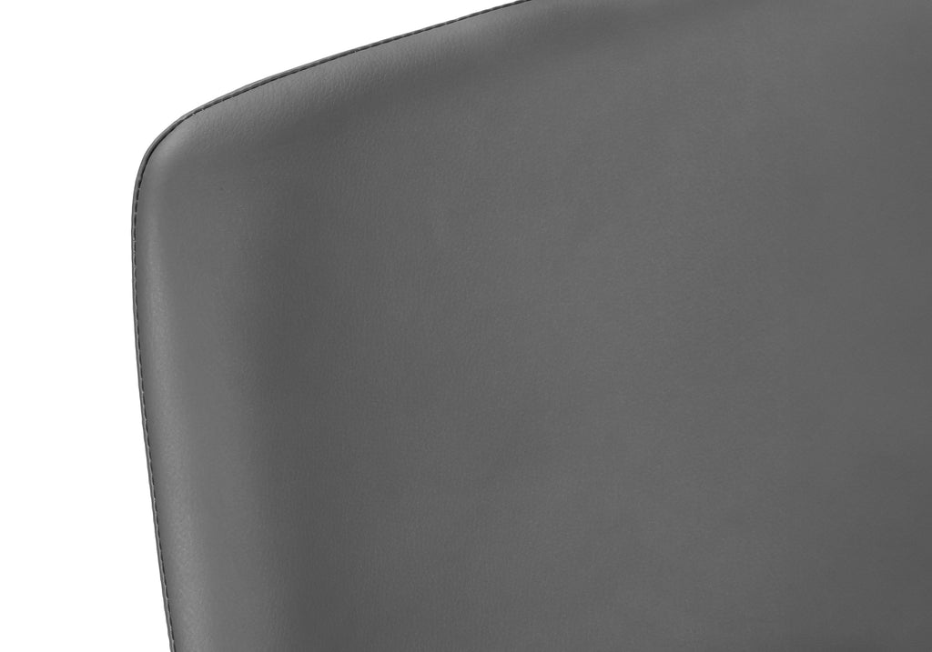 Office Chair, Bar Height, Standing, Computer Desk, Work, Grey Leather Look, Black Metal, Contemporary, Modern | Premium Home 