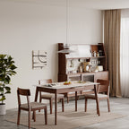 Walnut Solid Oak and White Slate Telescopic Dining Table for 6-8 People, Wood (Walnut Color) - Grand Goldman Shop