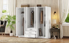 6-Doors Wooden Wardrobe Storage for Bedroom, with Big Drawers, White - Grand Goldman Shop