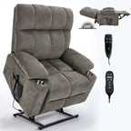 Brown Dual Motor Infinite Position Up to 350 LBS Chenille Power Lift Recliner Chair, Heavy Duty Motion Mechanism with 8-Point Vibration Massage and Lumbar Heating, Dual Cup Holders - Grand Goldman Shop