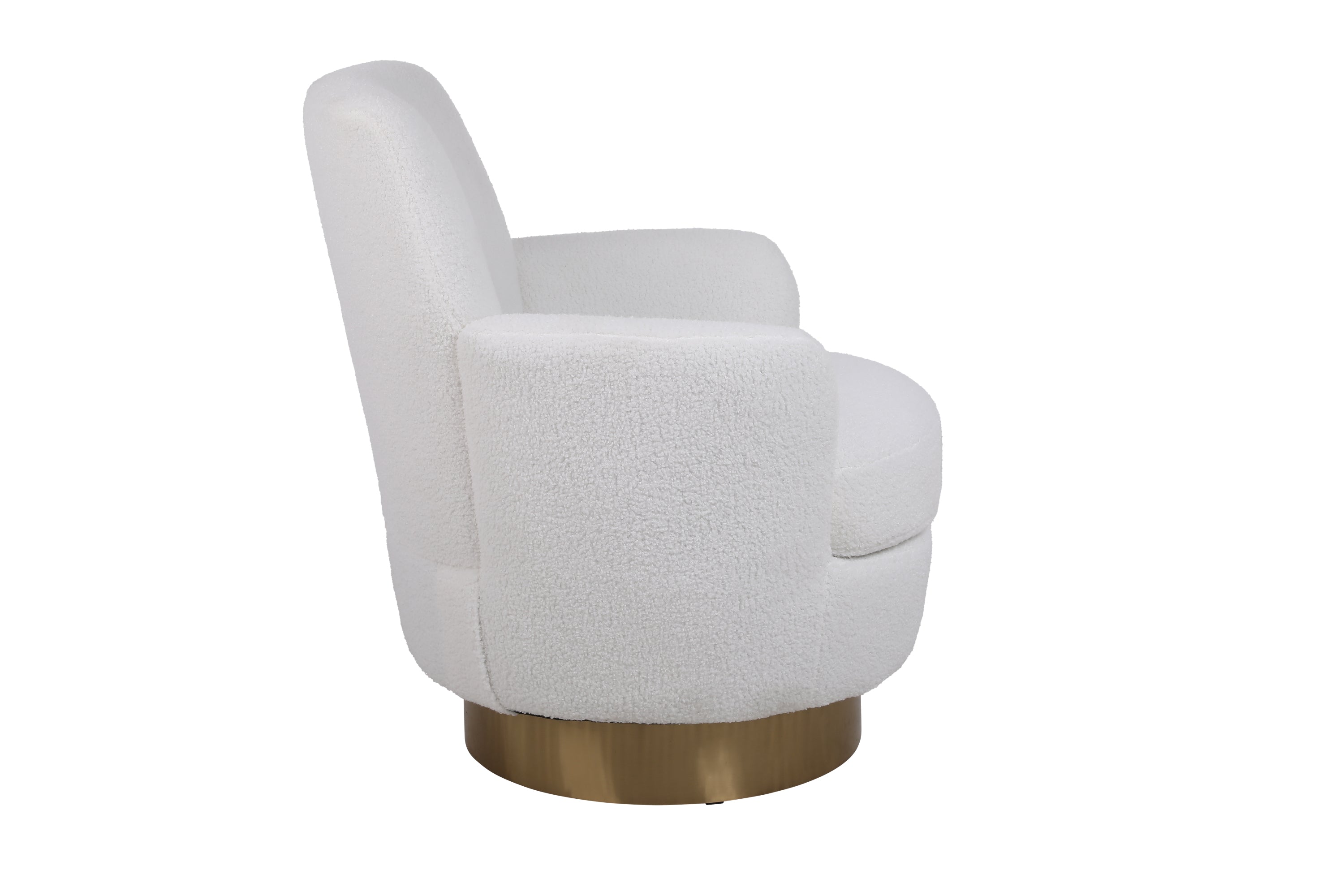 Teddy Swivel Barrel Chair, Swivel Accent Chairs Armchair for Living Room, Reading Chairs for Bedroom Comfy, Round Barrel Chairs with Gold Stainless Steel Base (Ivory) - Grand Goldman Shop