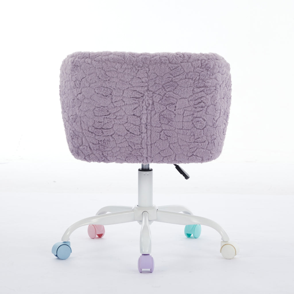A&A Furniture Office Chair,Artificial rabbit hair Home Office Chair with Metal Base,Adjustable Desk Chair Swivel Office Chair