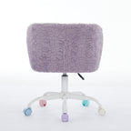 A&A Furniture Office Chair,Artificial rabbit hair Home Office Chair with Metal Base,Adjustable Desk Chair Swivel Office Chair